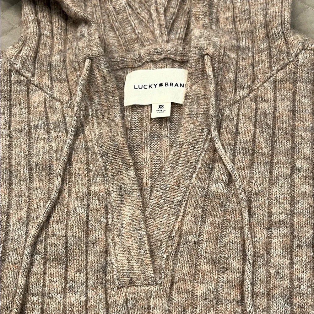 Lucky Brand Women's Ribbed Knit Hooded Sweater in Deep Taupe/NWT/XS - Picture 11 of 15